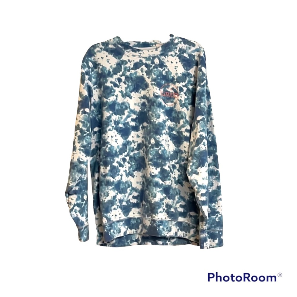 Blue/White Tie-Dye Levi’s Oversized Crewneck (Mens Medium)